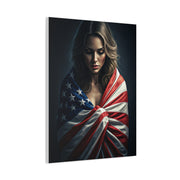 Woman Draped in American Flag Reflection Wall Art & Canvas Prints