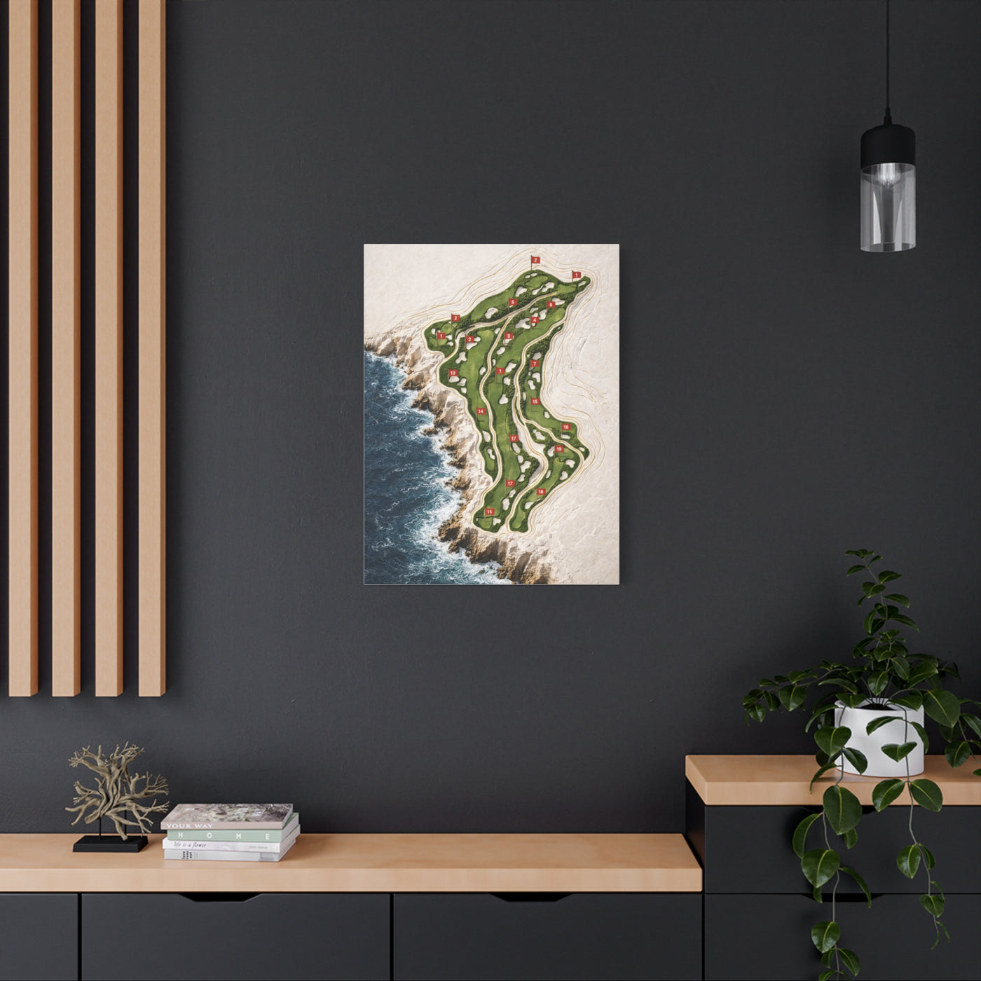 Sculpted Seaside Golf Course Map Wall Art & Canvas Print
