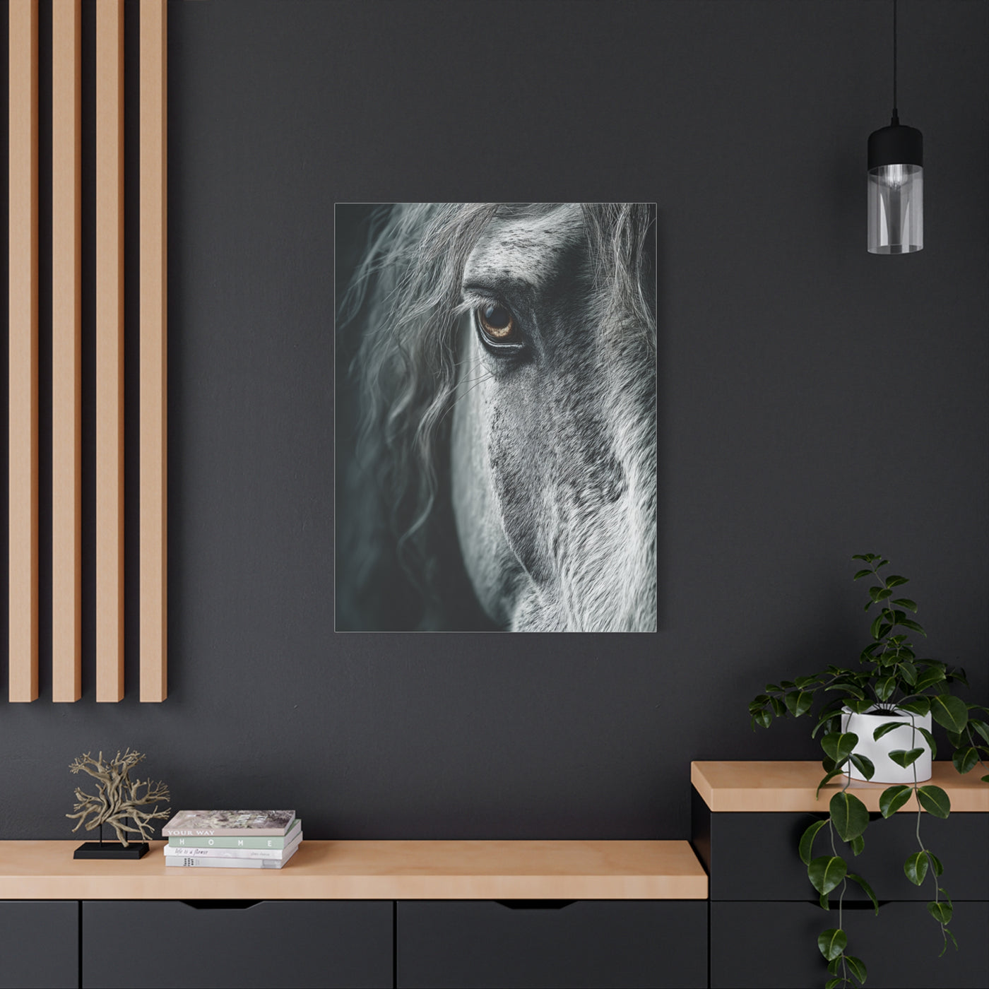 Horse Eye Intimate Monochrome Wall Art & Canvas Print