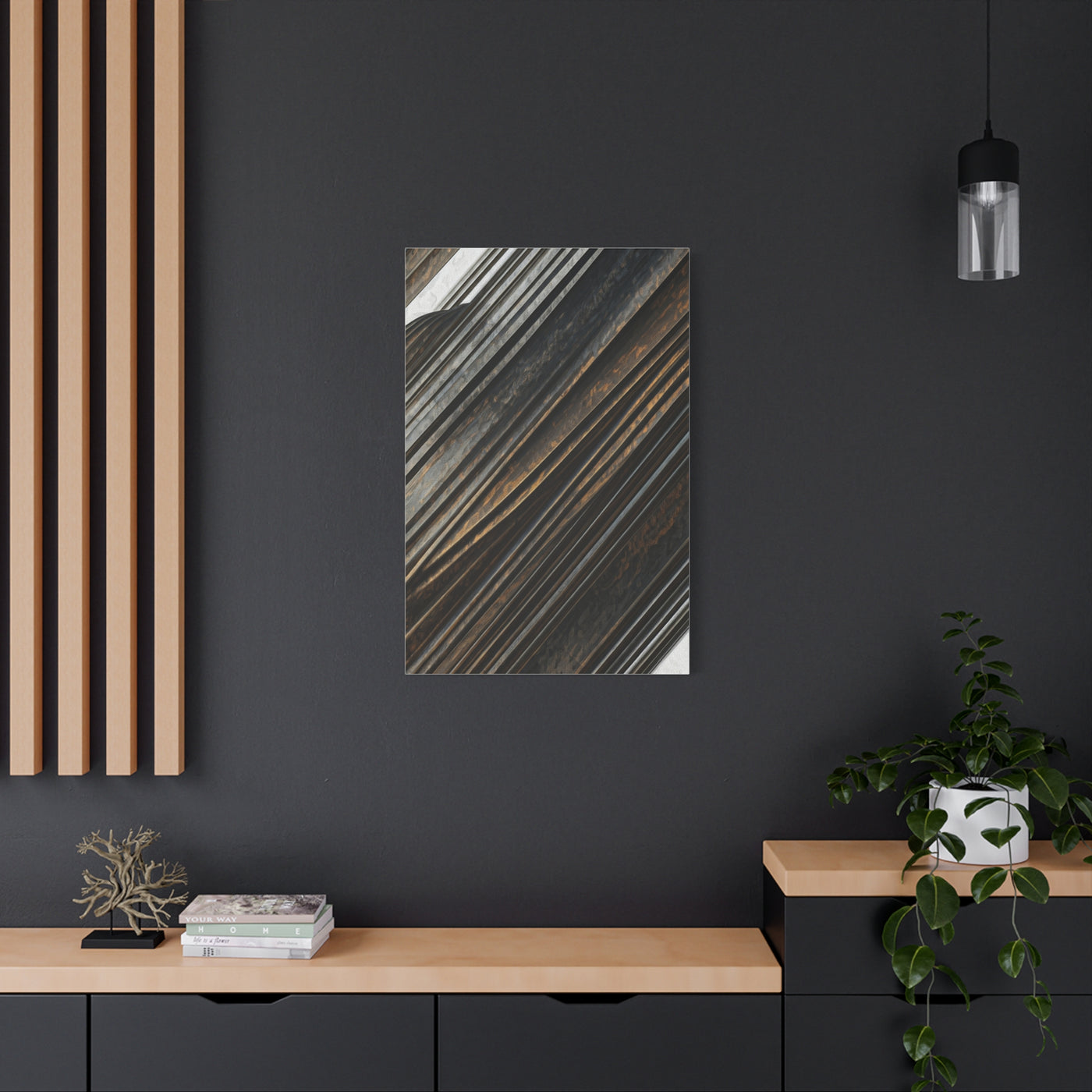 Dark Diagonal Texture Abstract Wall Art & Canvas Prints
