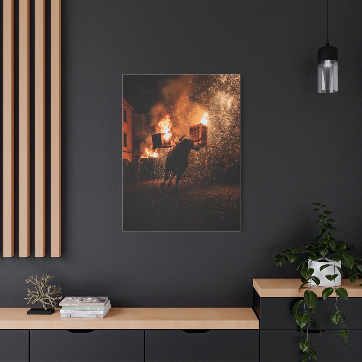 Toro de Júbilo Fire Bull Festival Wall Art & Canvas Print