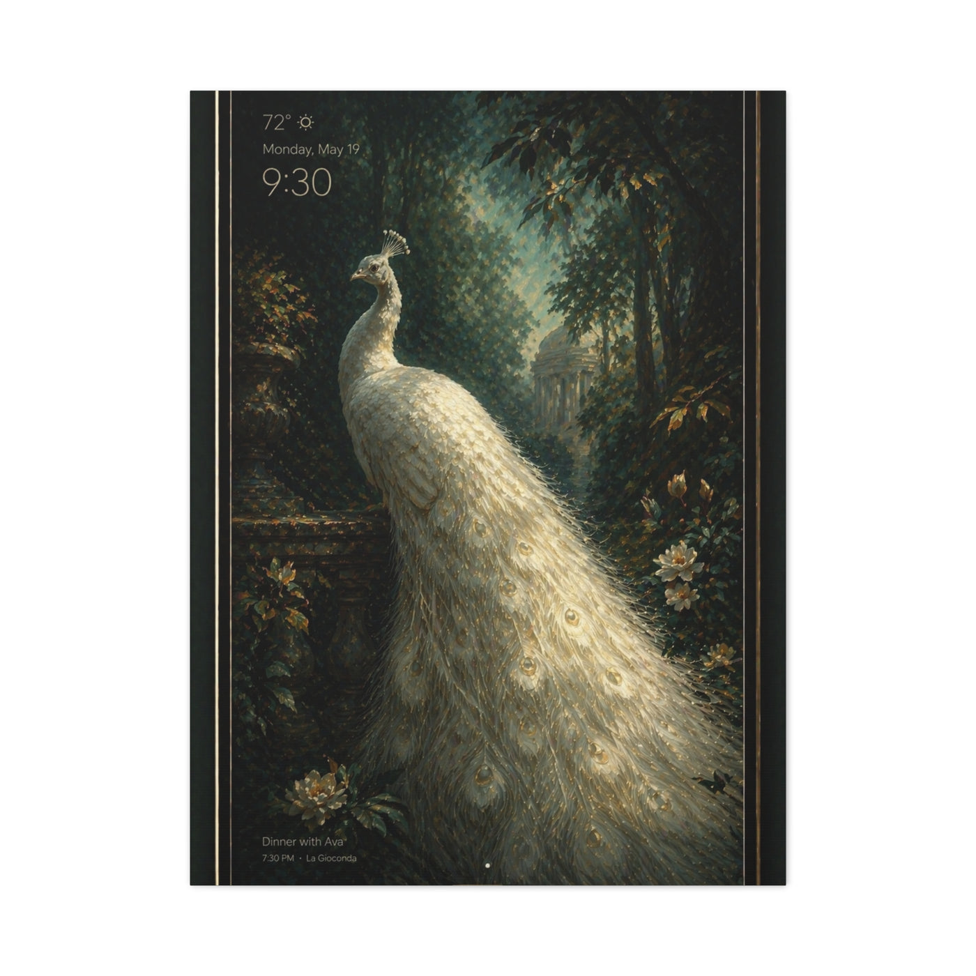 Digital White Peacock Forest Display Wall Art & Canvas Print