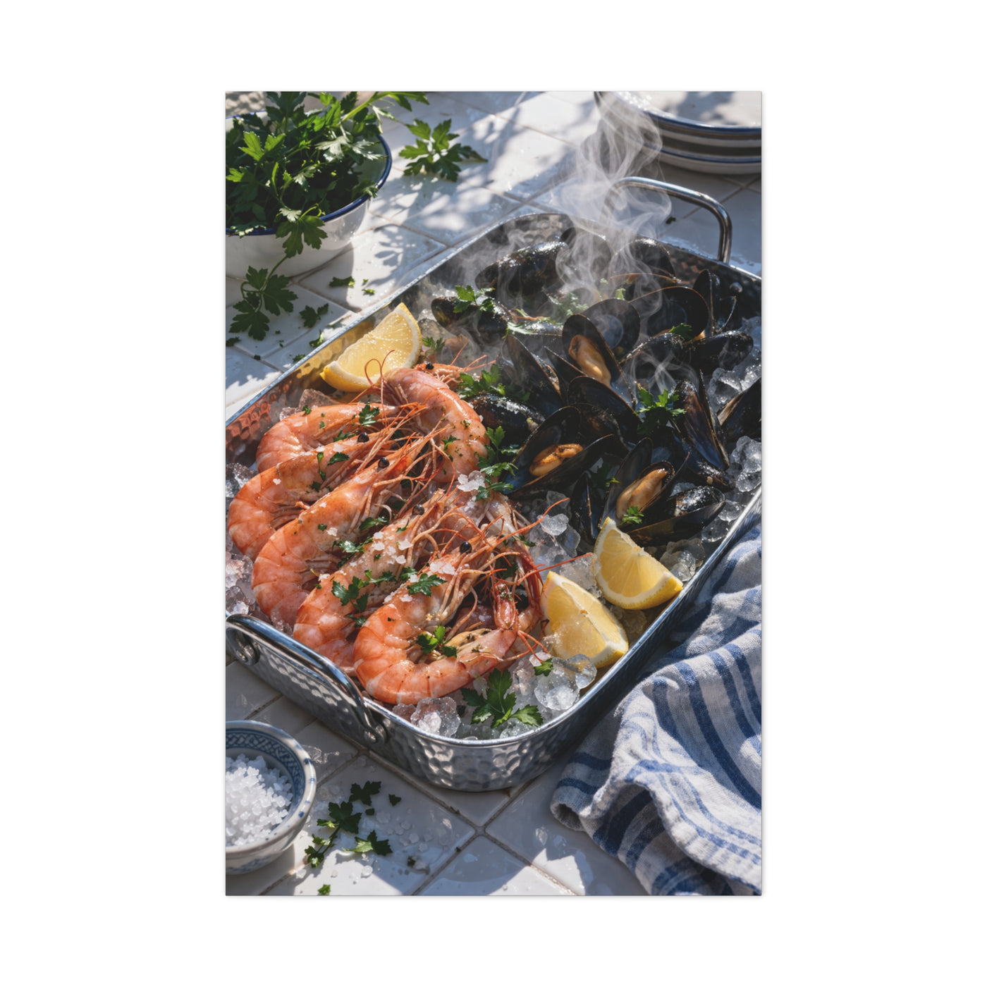 Mediterranean Seafood Kitchen Still Life Wall Art & Canvas Print