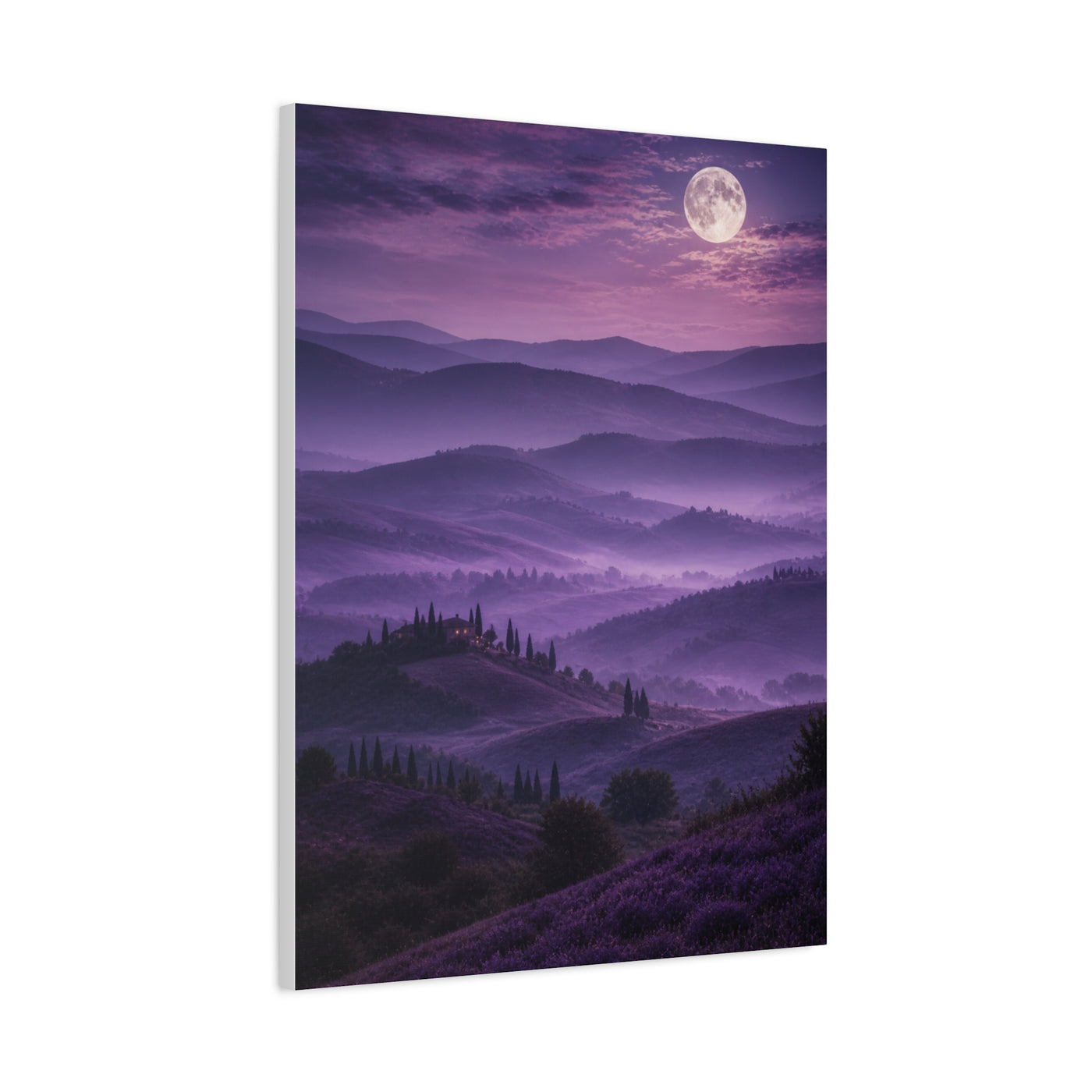 Moonlit Violet Hills Landscape Wall Art & Canvas Print