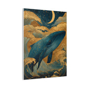 Folk Whale Moonlit Ocean Wall Art & Canvas Print