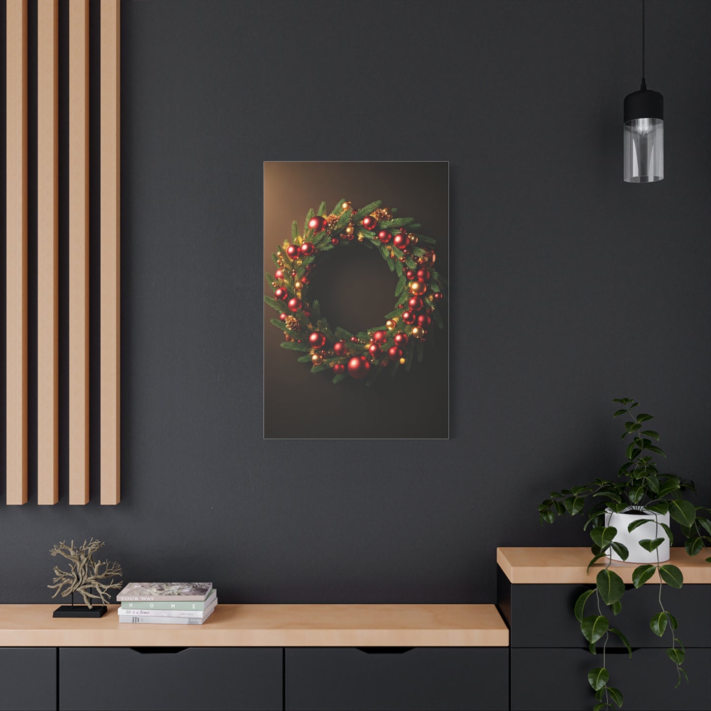 Luxury Christmas Wreath Glow Wall Art & Canvas Print