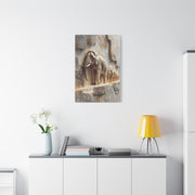 Elephant Procession Stone Relief Wall Art & Canvas Print