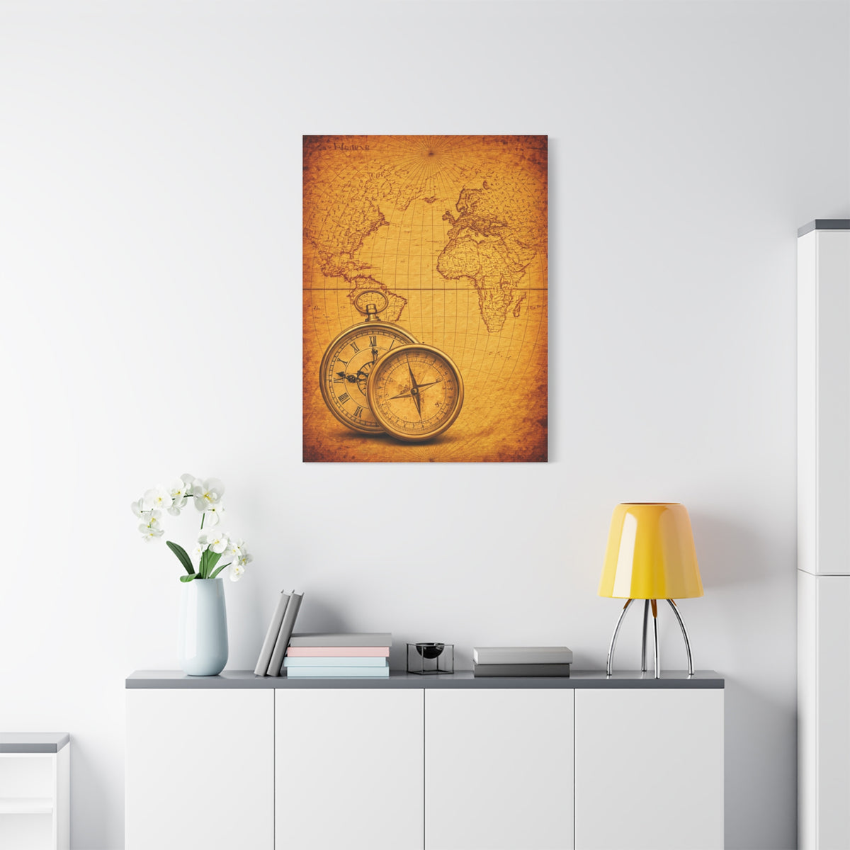 Sepia Gridland Treasure Chart Wall Art & Canvas Prints