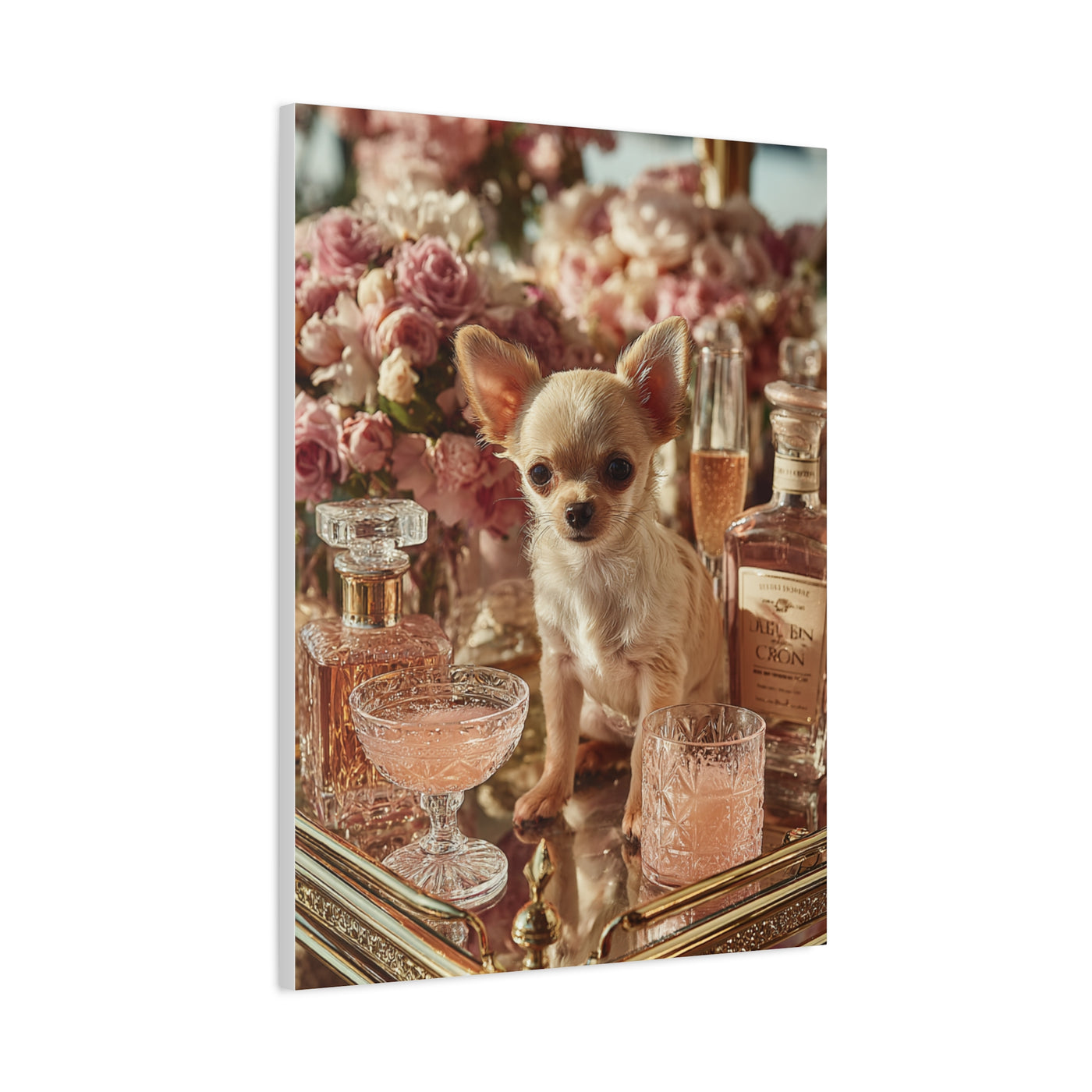 Chihuahua Champagne Bar Cart Wall Art & Canvas Print