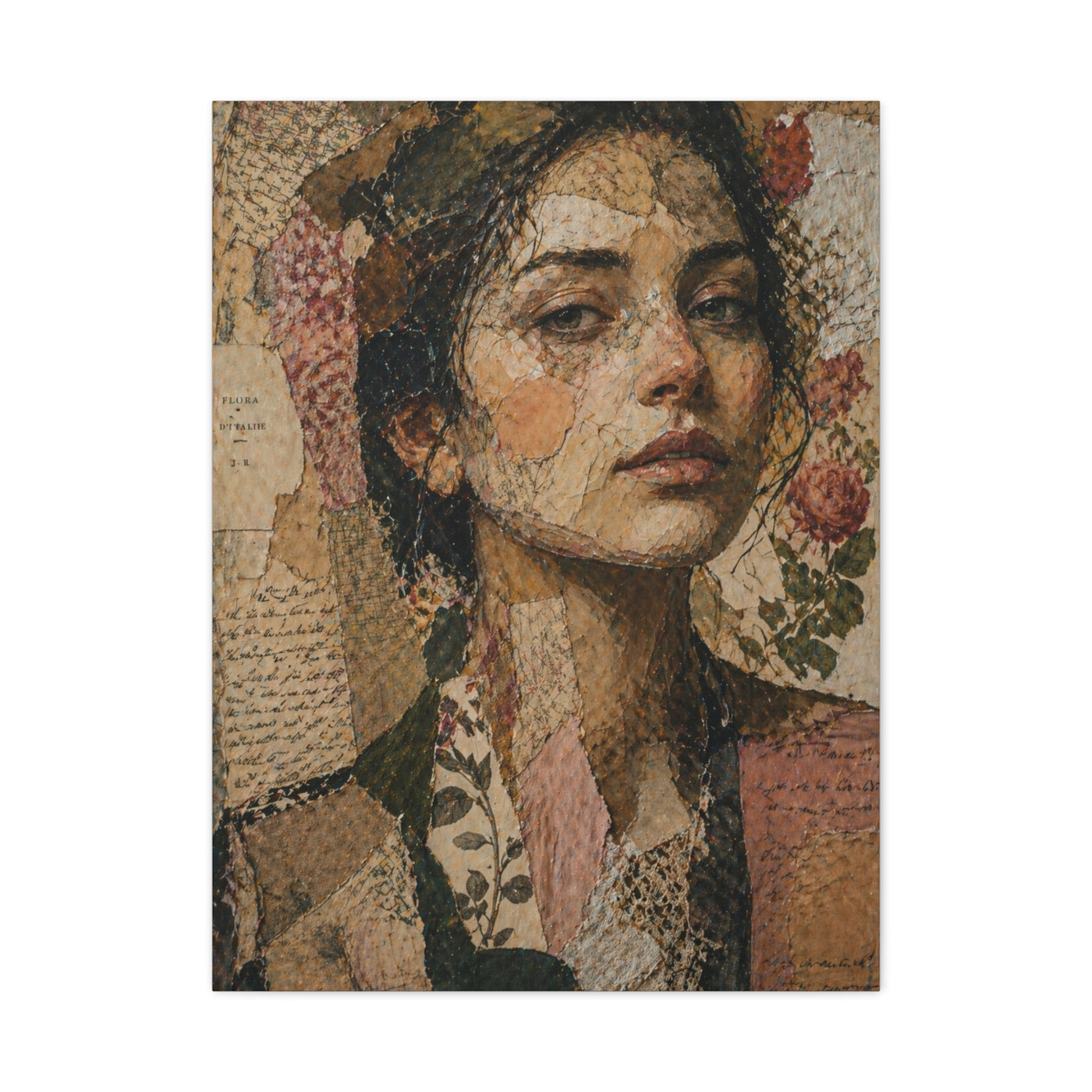 Mixed-Media Feminine Portrait Collage Wall Art & Canvas Print