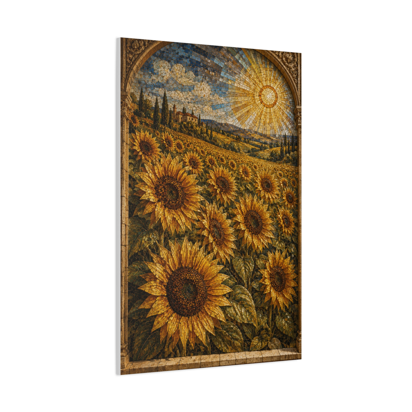 Architectural Mosaic Sunflower Field Wall Art & Canvas Print
