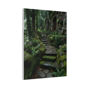 Green Moss-Covered Garden Staircase Wall Art & Canvas Print