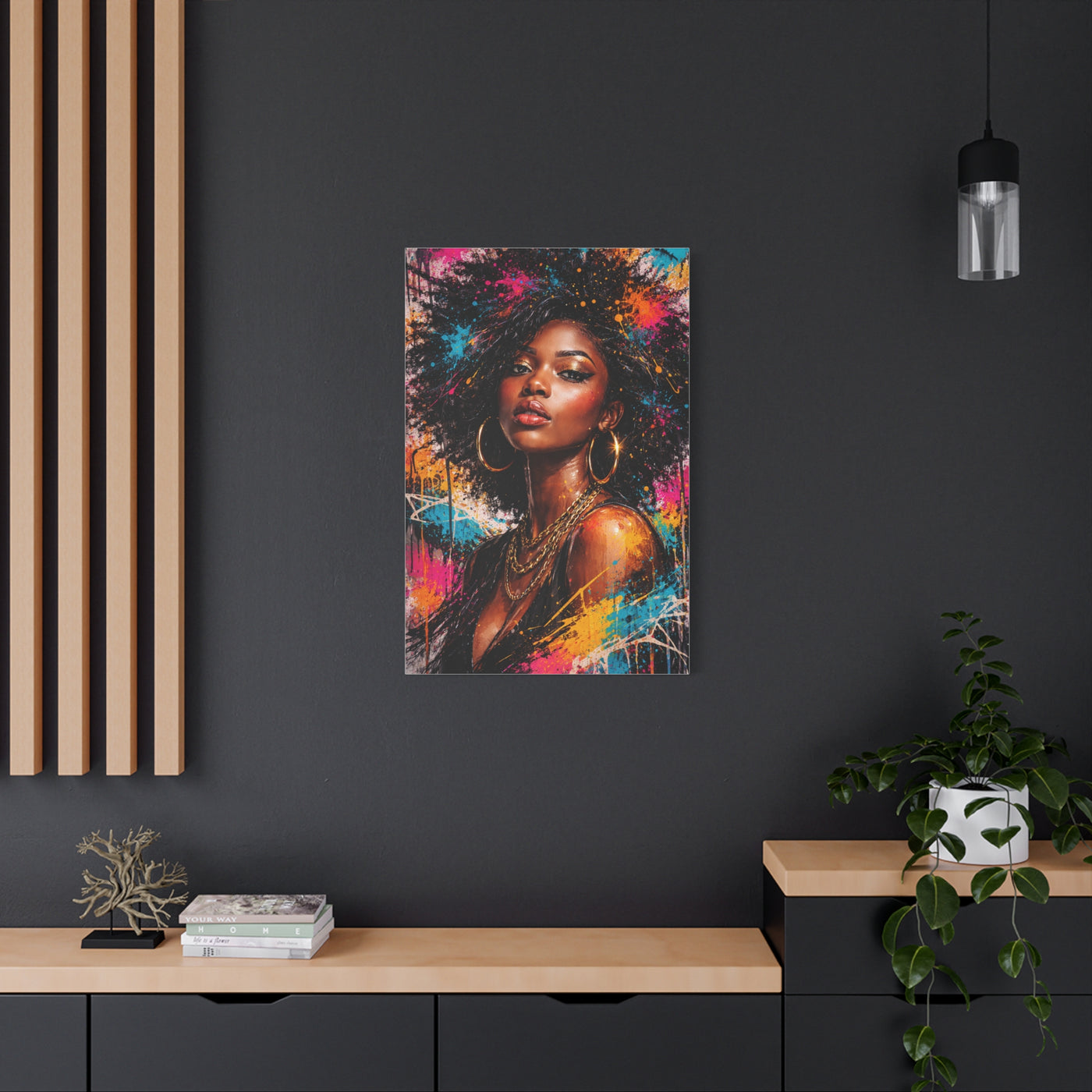 Afrocentric Graffiti-Style Portrait Wall Art & Canvas Print