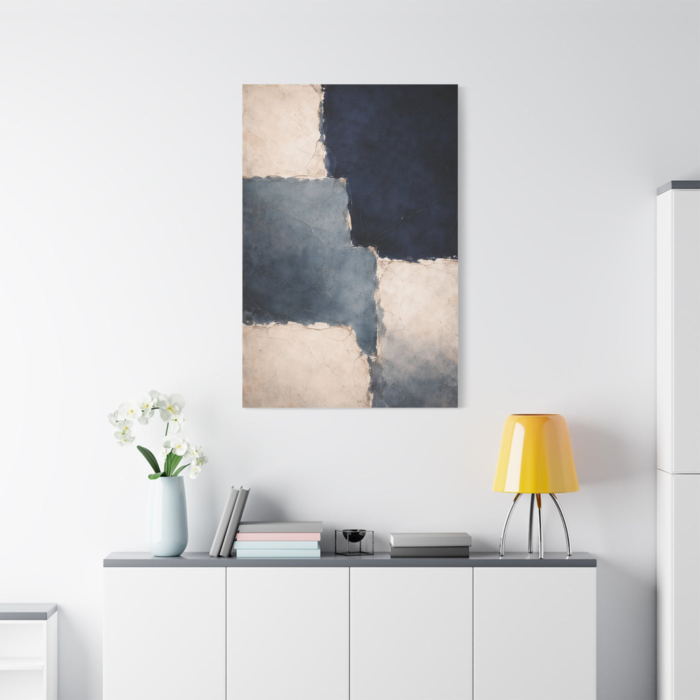 Navy and Stone Color Block Composition Wall Art & Canvas Print