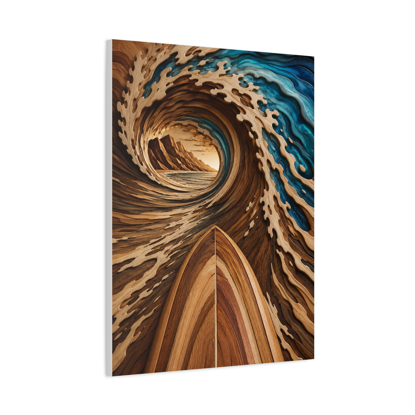 Surfboard Perspective Wooden Wave Tunnel Wall Art & Canvas Print