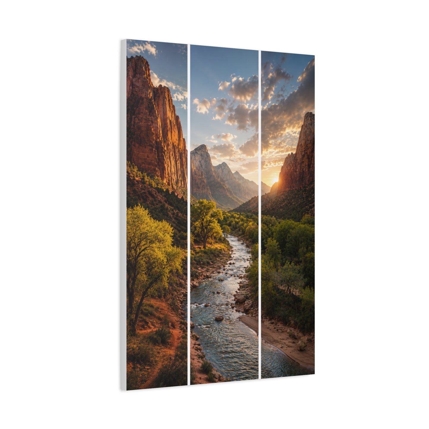 Zion Canyon Triptych Landscape Wall Art & Canvas Print