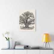 Detailed Engraved Oak Study Trees Wall Art & Canvas Print
