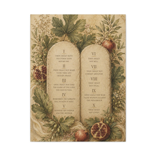 Ten Commandments Botanical Scripture Wall Art & Canvas Print
