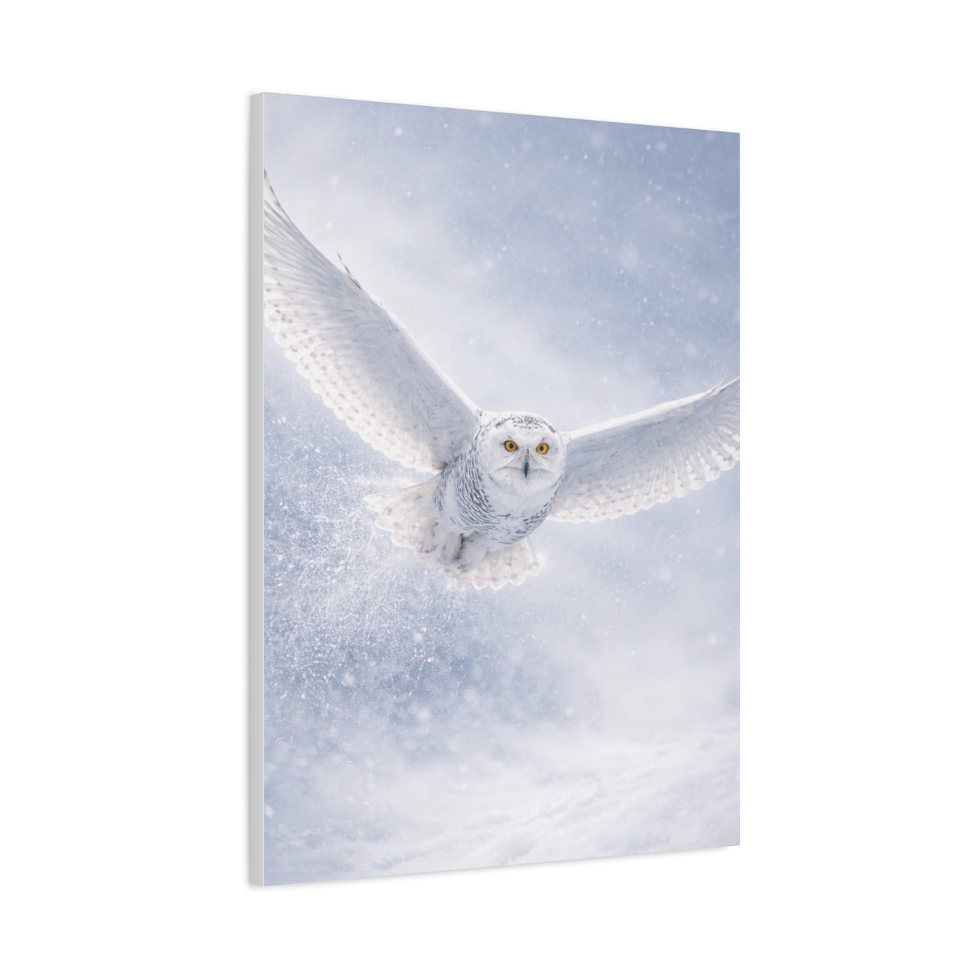 Snowy Owl Winter Flight Minimal Wall Art & Canvas Print