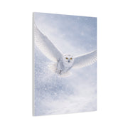 Snowy Owl Winter Flight Minimal Wall Art & Canvas Print