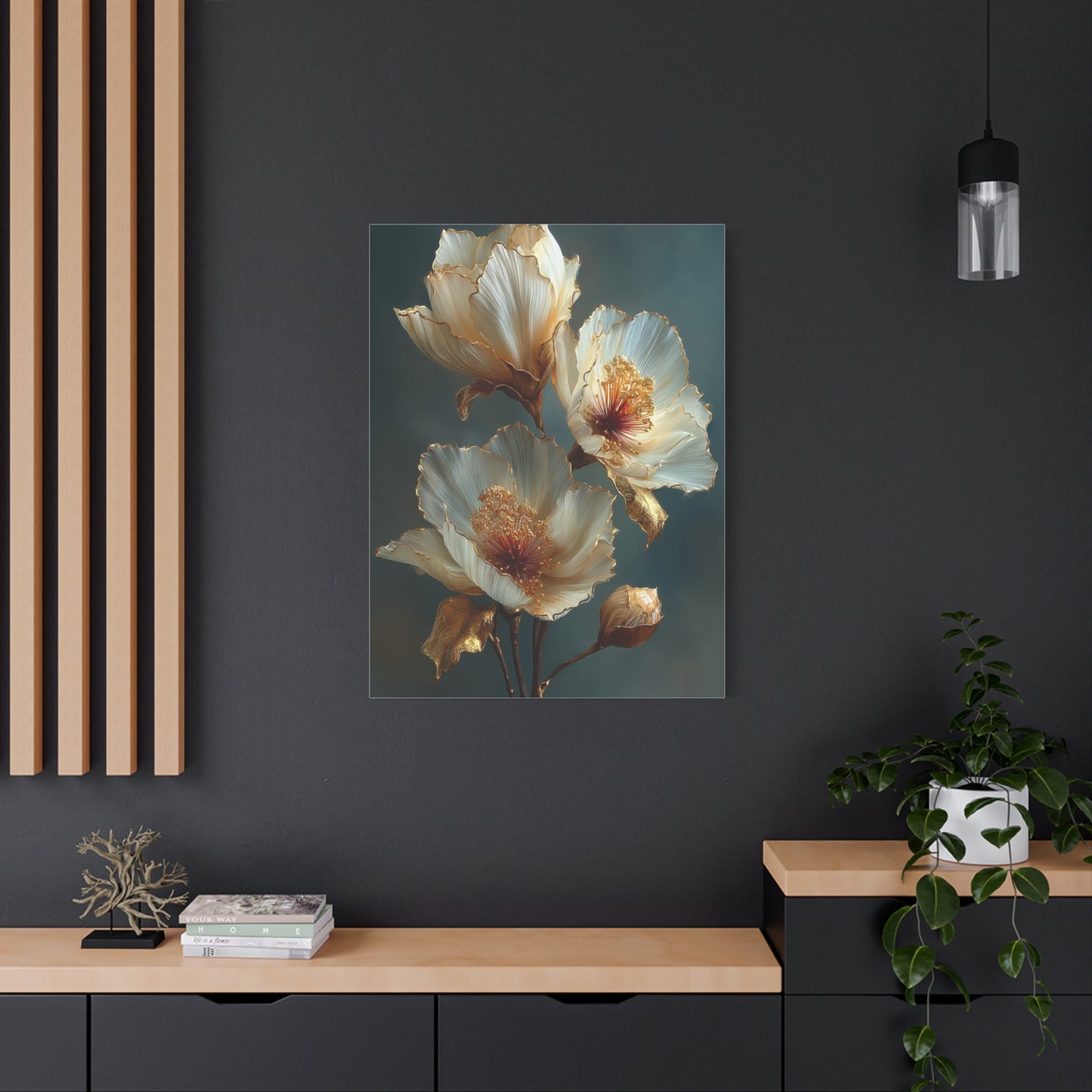 Gold-Edged Floral Elegance Wall Art & Canvas Print