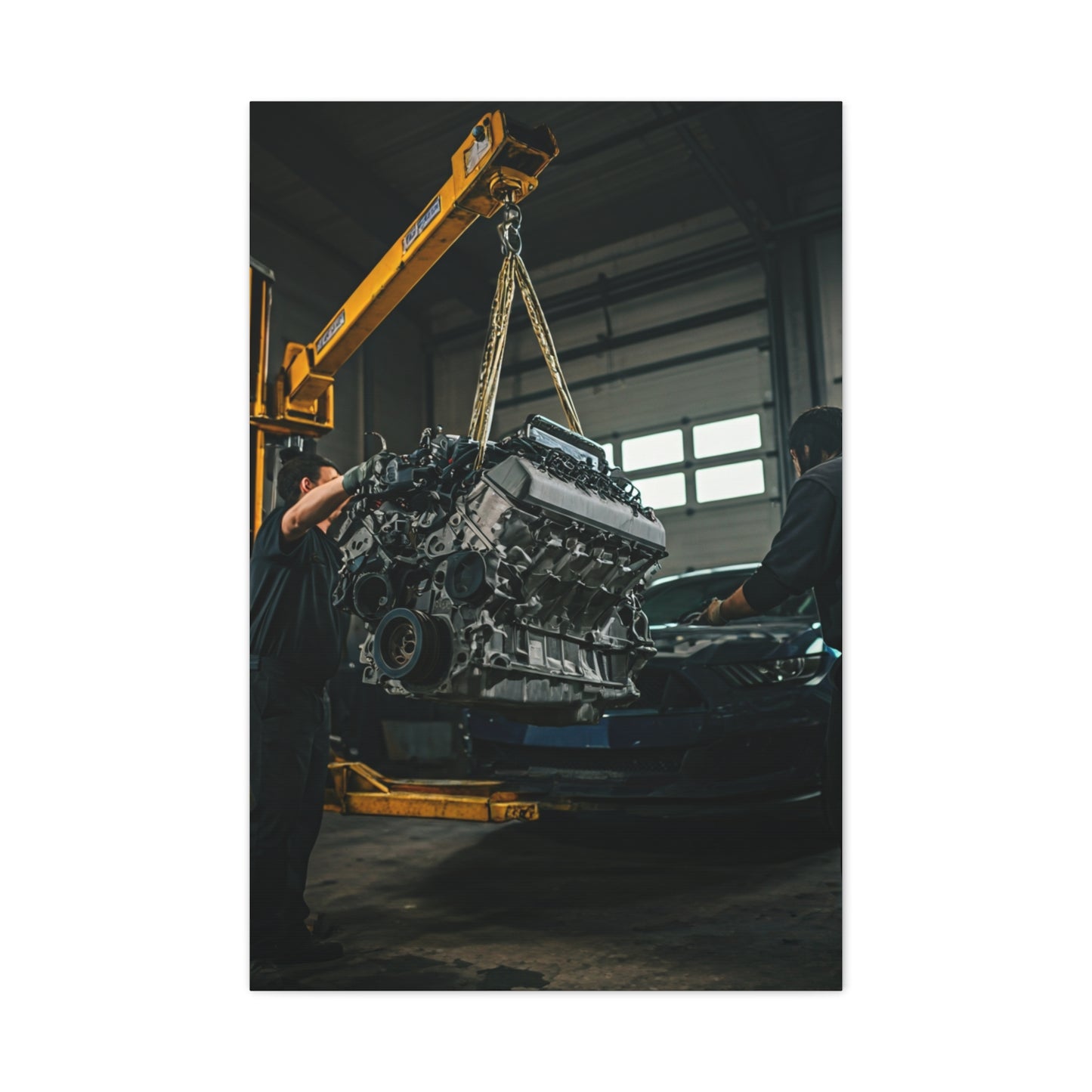 Ford Mustang Shelby GT350 Engine Installation Scene Wall Art & Canvas Prints