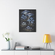 Luminous Indigo Fungi Botanical Study Wall Art & Canvas Print