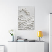 Minimal White Sculptural Wave Texture Wall Art & Canvas Print