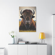Symmetrical Prairie Bison Frontal Portrait Wall Art & Canvas Print
