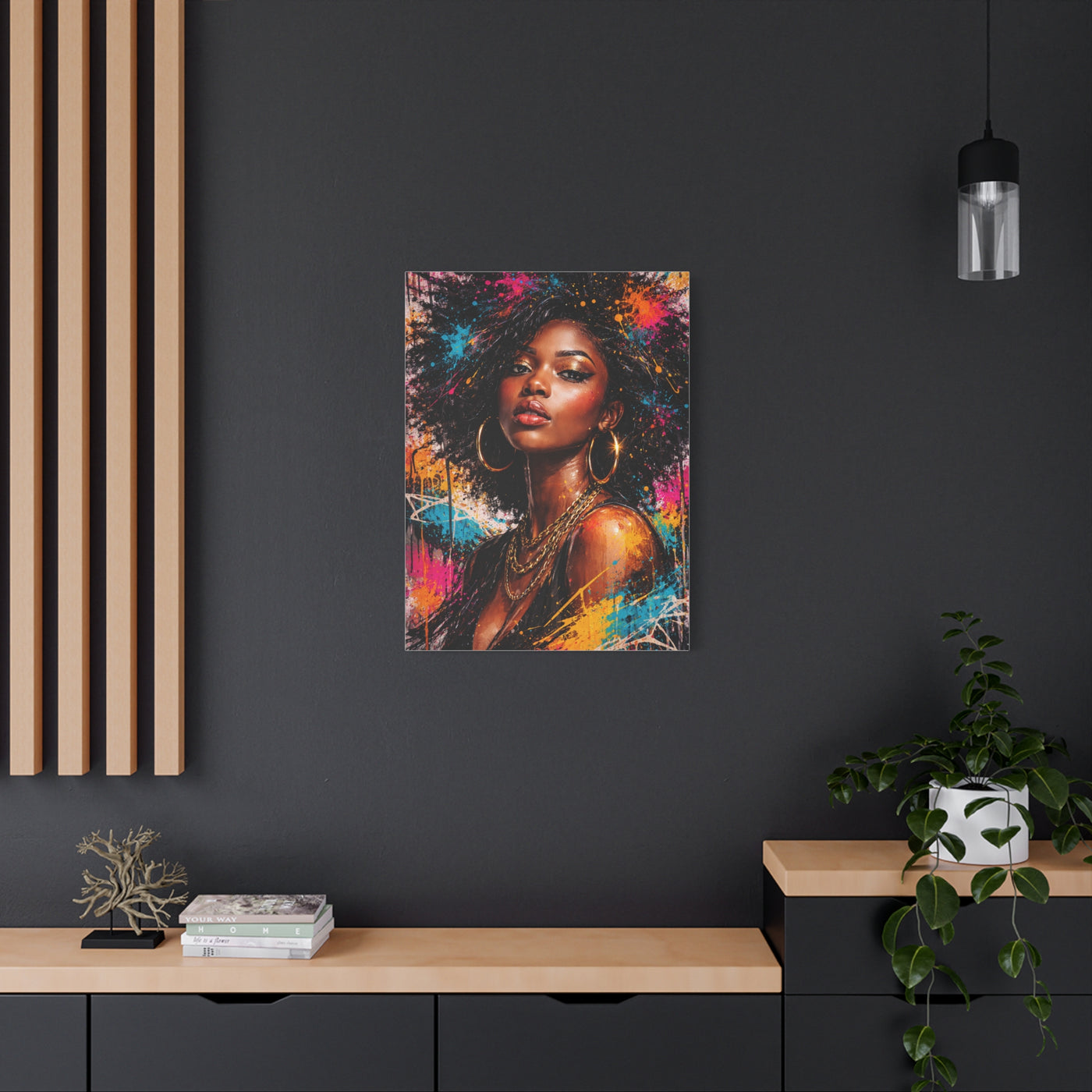 Afrocentric Graffiti-Style Portrait Wall Art & Canvas Print