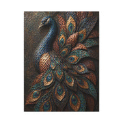 Sculptural Metal Peacock Relief Wall Art & Canvas Print