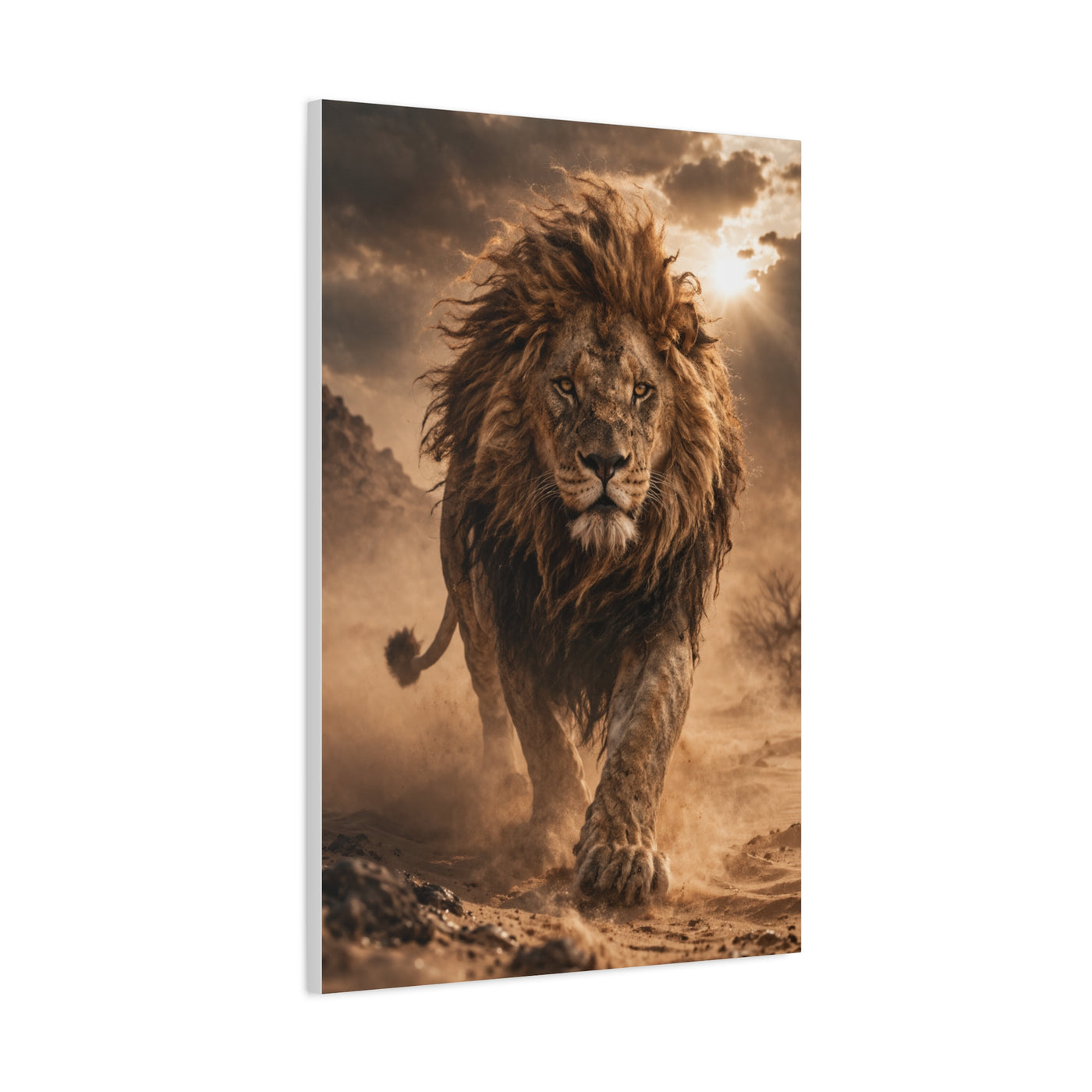 Charging Lion Dust Storm Power Wall Art & Canvas Print