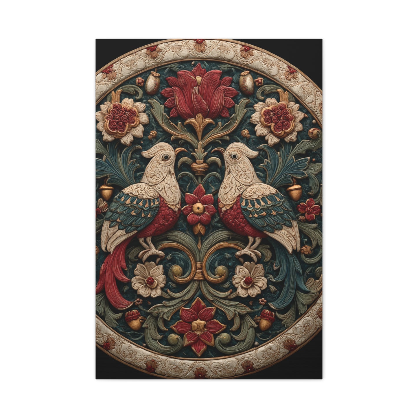 Ornamental Folk Bird Mandala Wall Art & Canvas Print