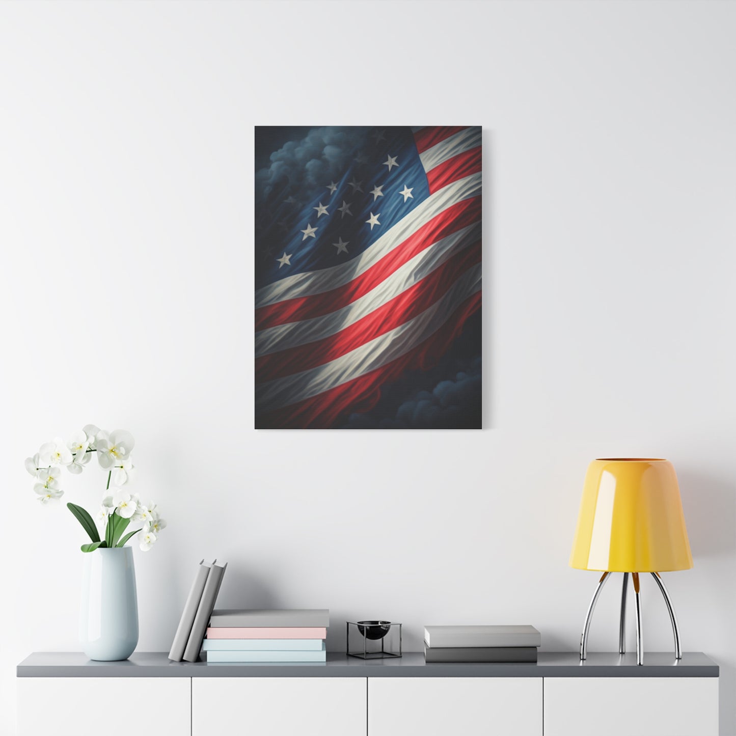 Stormlit American Flag Strength Wall Art & Canvas Prints
