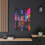 Times Square Neon Rain Night Wall Art & Canvas Print