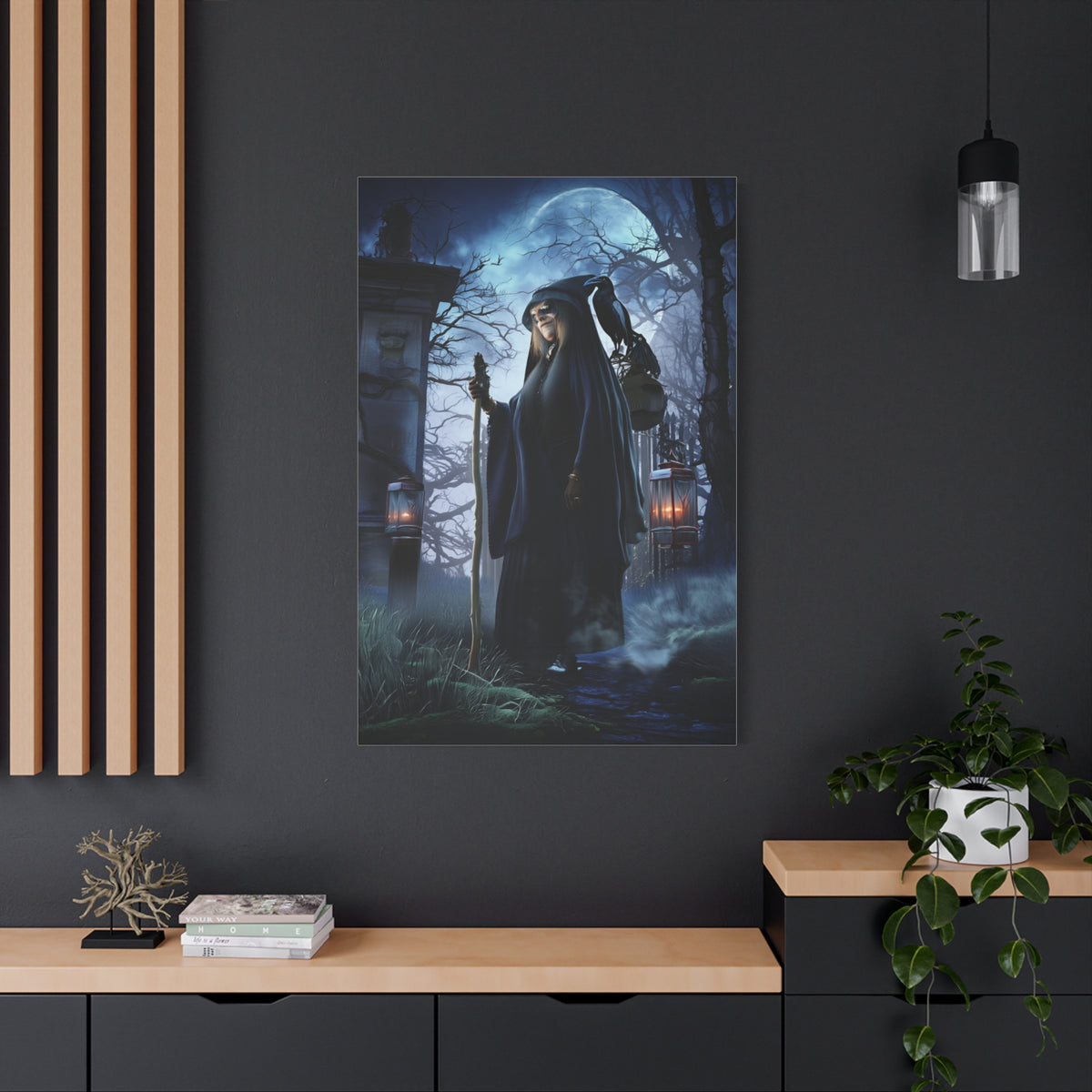 Witch with Raven Dark Fantasy Wall Art & Canvas Print