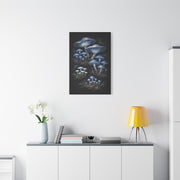 Luminous Indigo Fungi Botanical Study Wall Art & Canvas Print