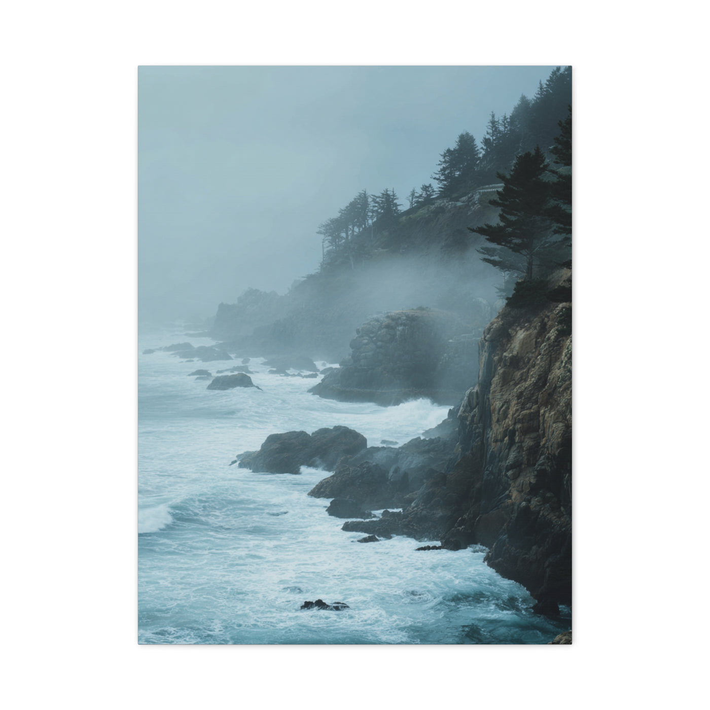 Foggy Coastal Cliffs on Quiet Morning Wall Art & Canvas Print