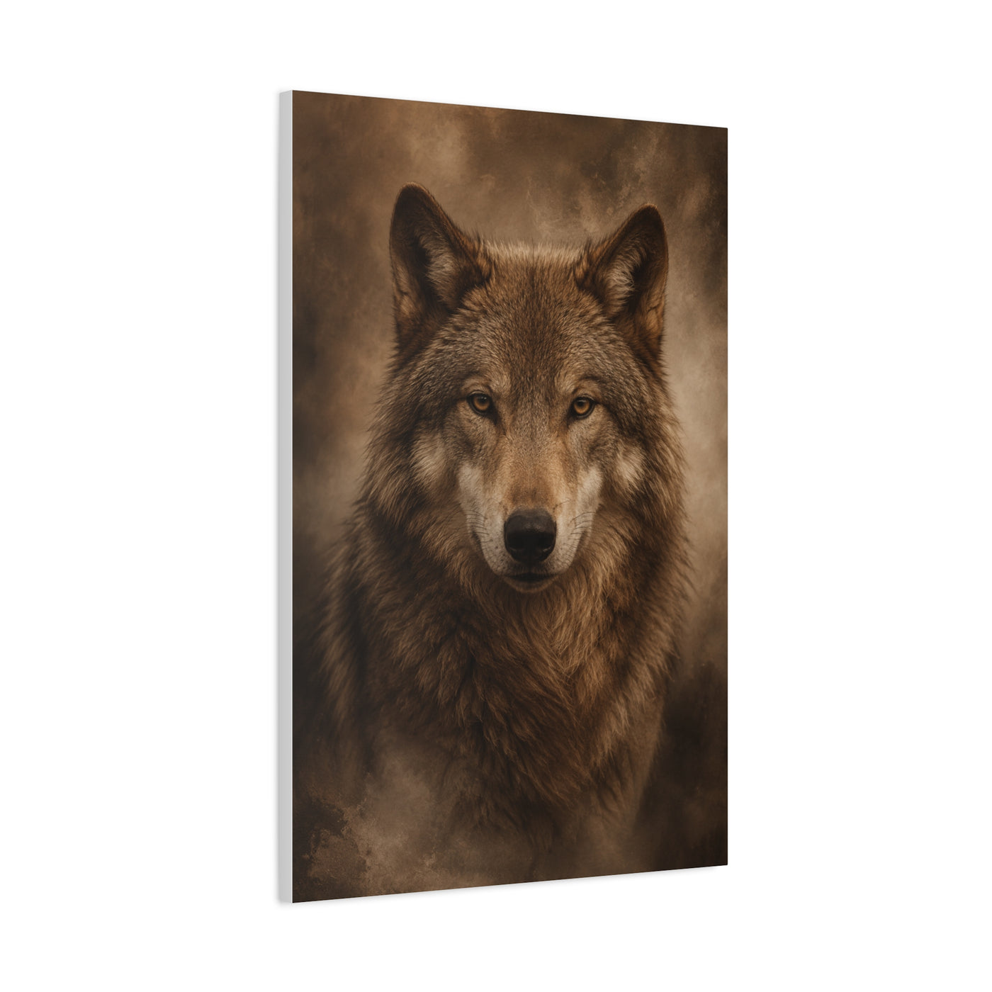 Warm-Toned Studio Wolf Portrait Wall Art & Canvas Print
