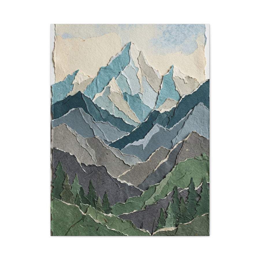 Hand-Torn Paper Collage Mountain Range Wall Art & Canvas Print