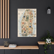 Manhattan Illustrated Map Composition Wall Art & Canvas Print