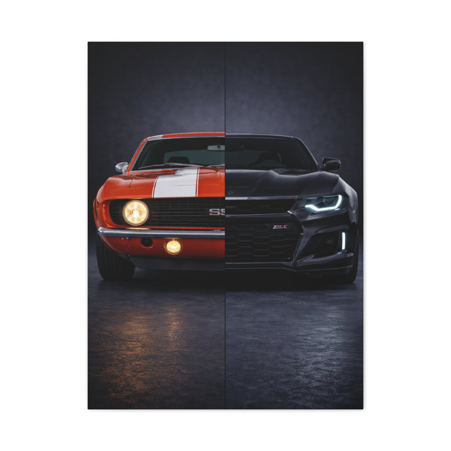 Chevrolet Camaro Split Classic SS vs Modern ZL1 Wall Art & Canvas Prints