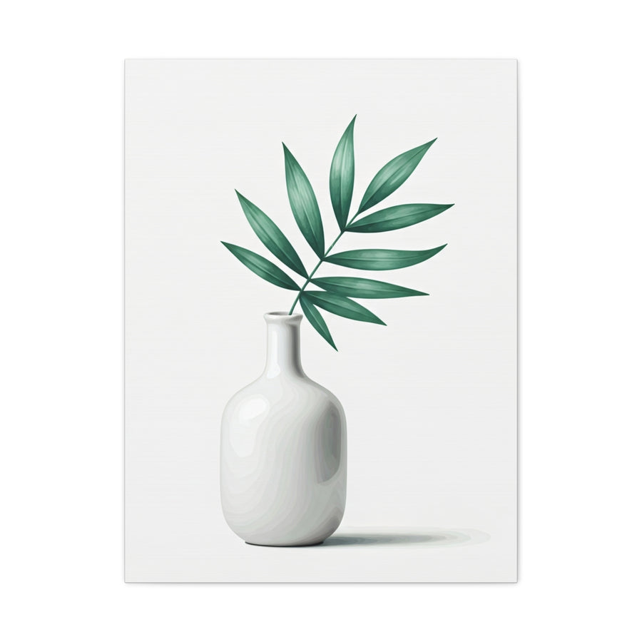 Minimal Vase with Green Leaves Wall Art & Canvas Prints