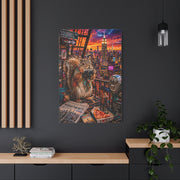 Surreal NYC Squirrel Rooftop Scene Wall Art & Canvas Print