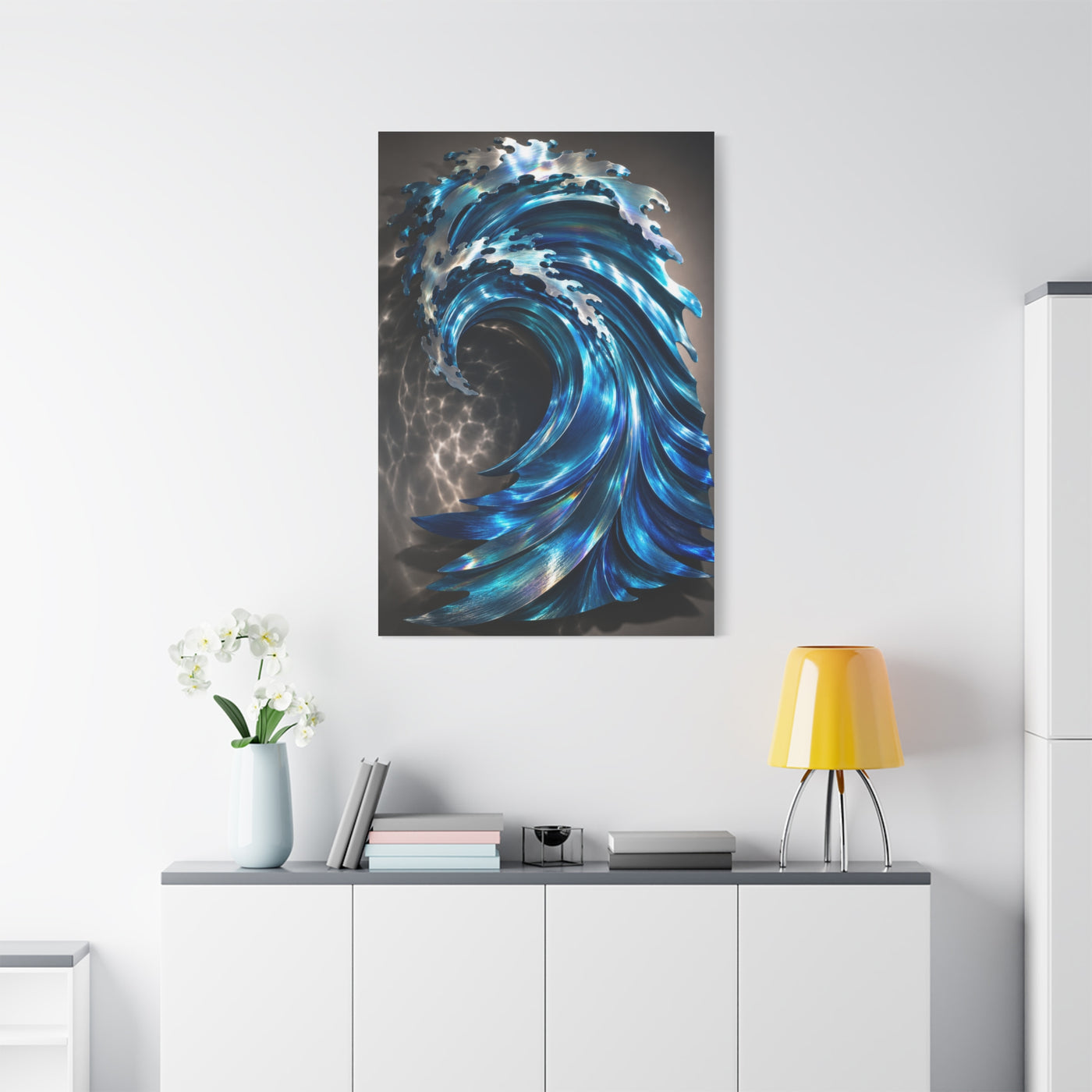 Iridescent Metal Wave Sculpture Wall Art & Canvas Print