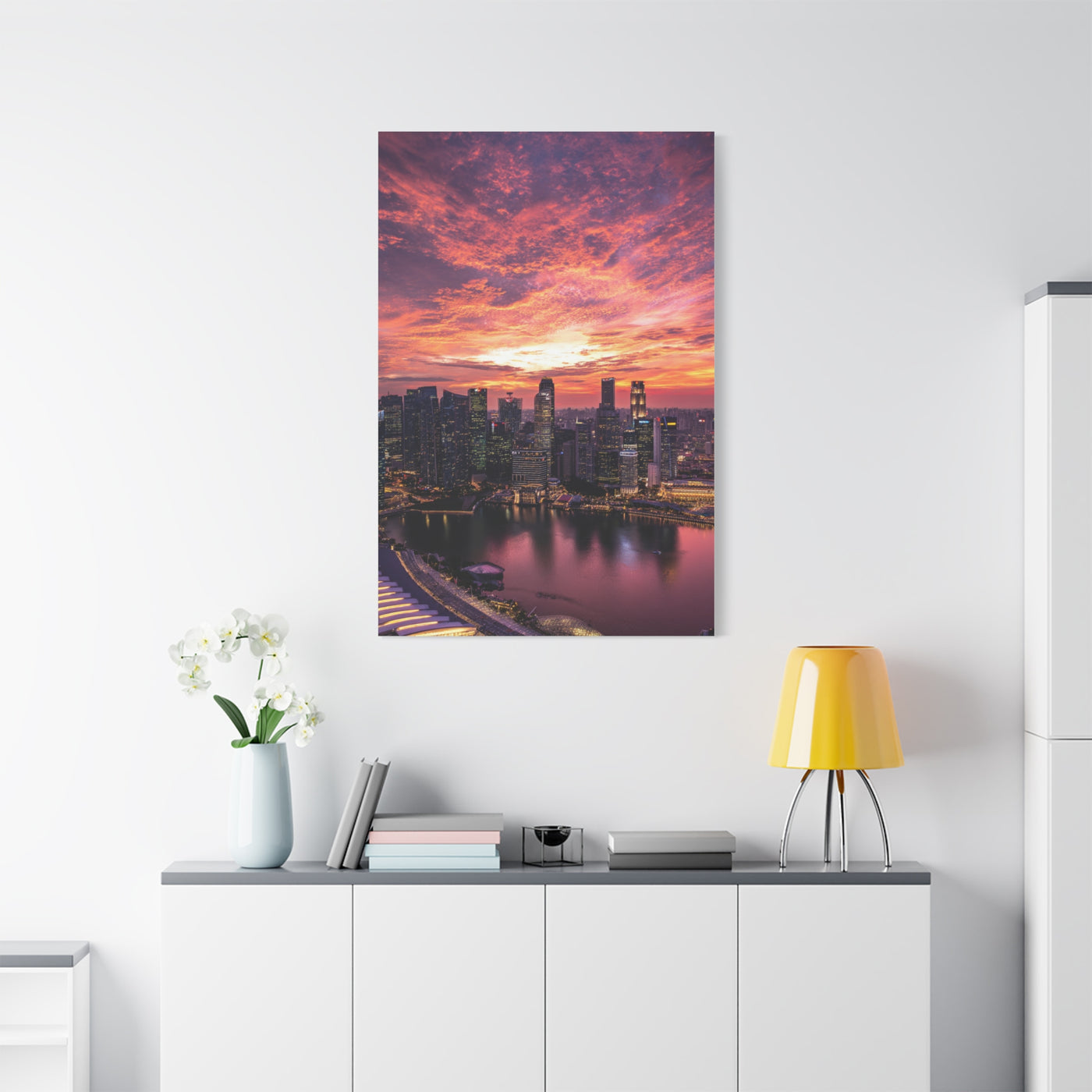Singapore Skyline Sunset Reflections Wall Art & Canvas Print