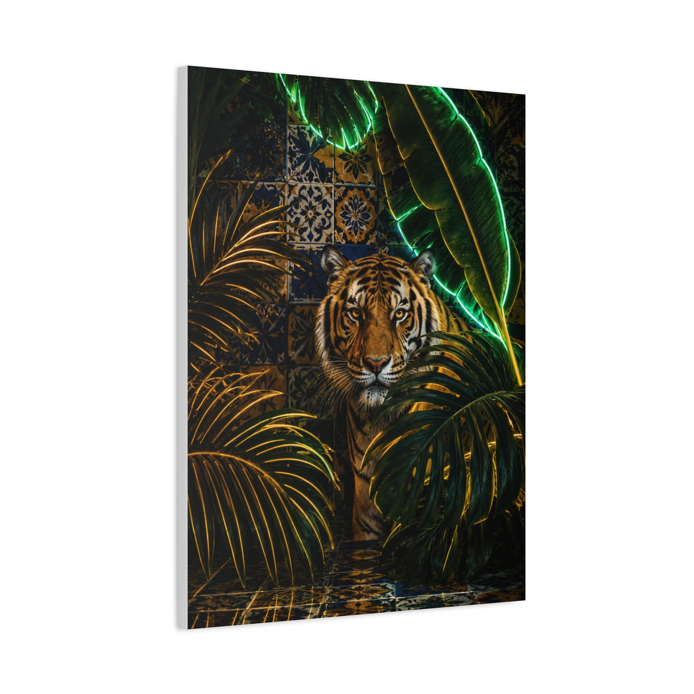 Neon Jungle Tiger Luxe Statement Tropical Wall Art & Canvas Print