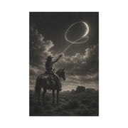 Cowgirl Moon Lasso Silhouette Scene Wall Art & Canvas Print