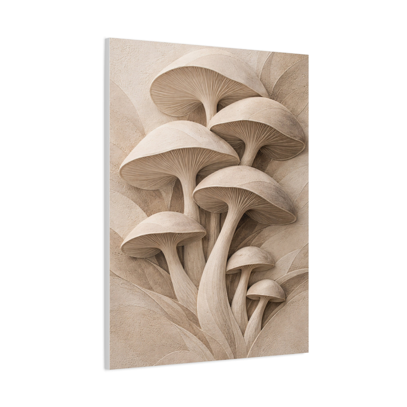 Minimalist Plaster Mushroom Relief Wall Art & Canvas Print