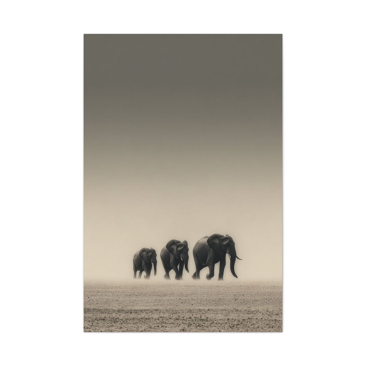 Minimal Elephant Family Dune Crossing Wall Art & Canvas Print